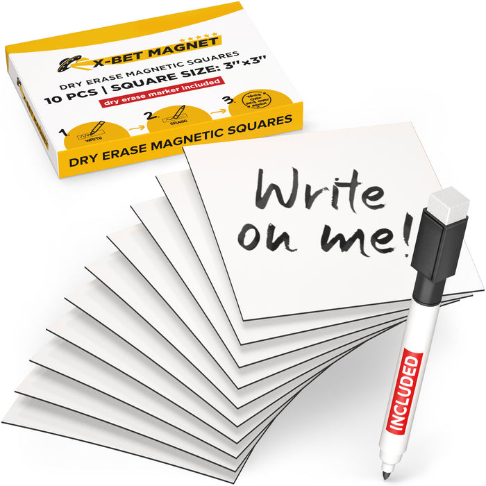 Dry Erase Magnetic Labels 3”x3” for Whiteboards 10 PCs